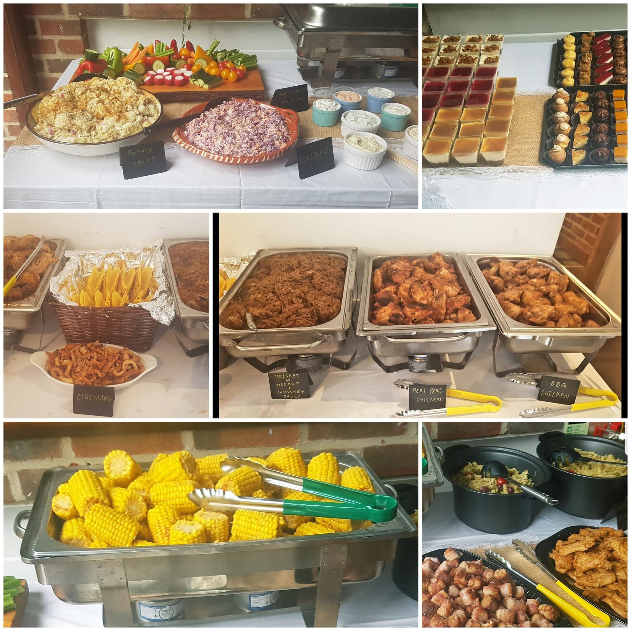 A spread of Razzles BBQ and buffet dishes